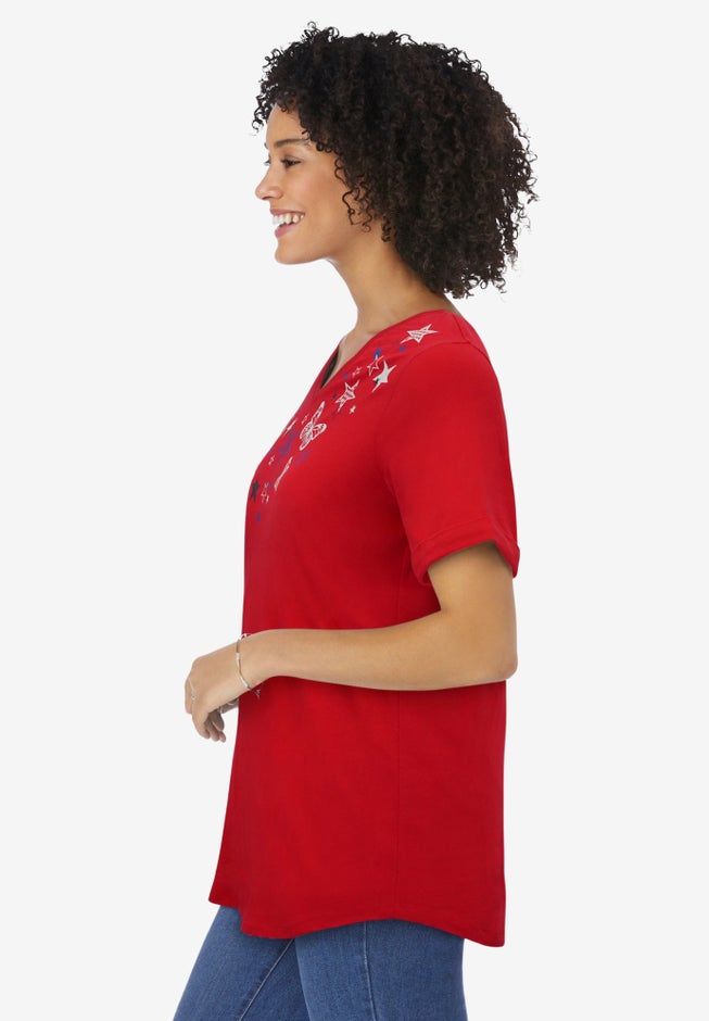 Cuffed Americana Print Tee image number 2