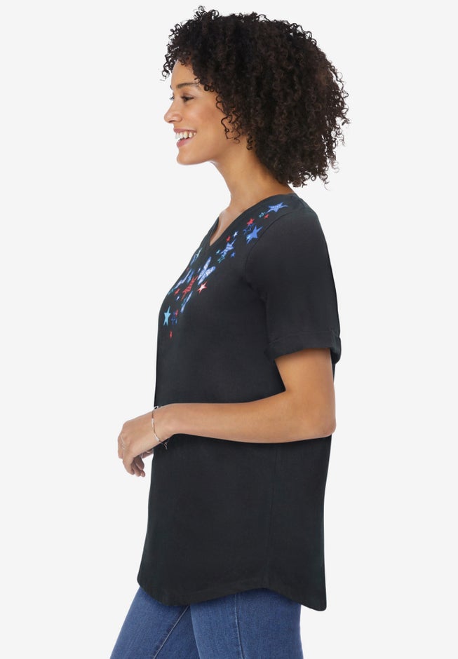 Cuffed Americana Print Tee image number 2