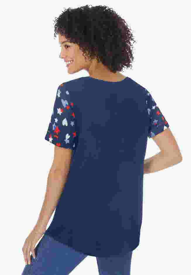 Cuffed Americana Print Tee image number 1