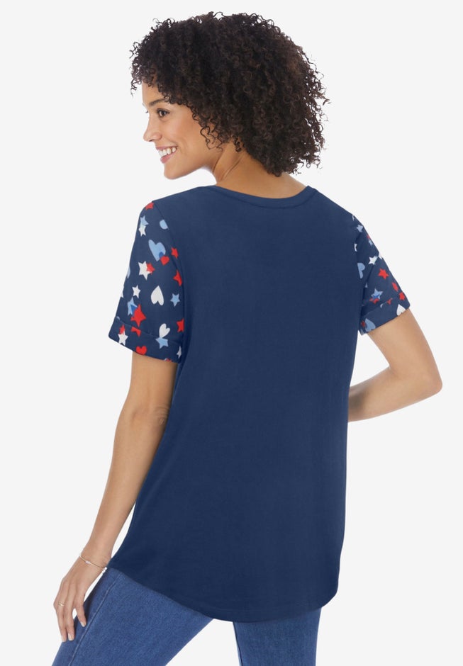Cuffed Americana Print Tee image number 1