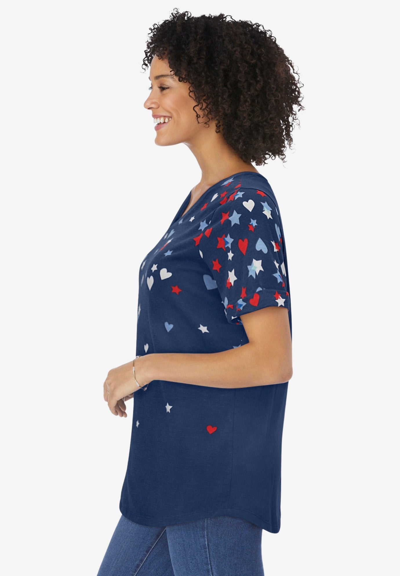 Cuffed Americana Print Tee image number 2