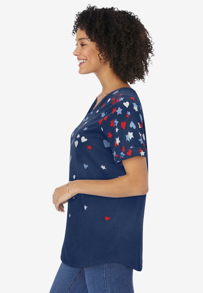 Cuffed Americana Print Tee image number 2