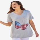 Cuffed Americana Print Tee image number null