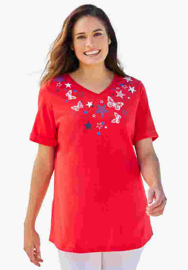 Cuffed Americana Print Tee image number 0