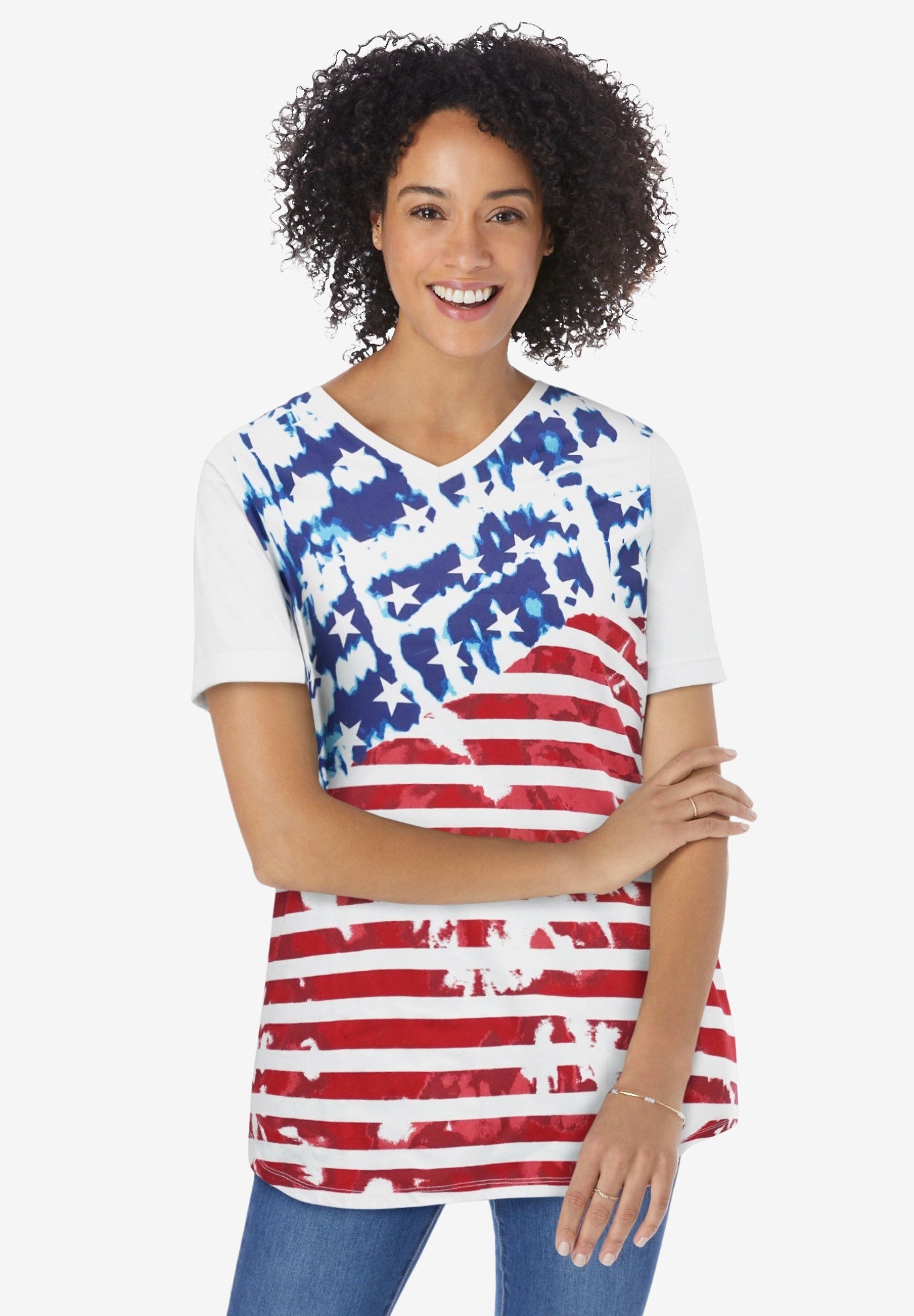 Cuffed Americana Print Tee image number 0