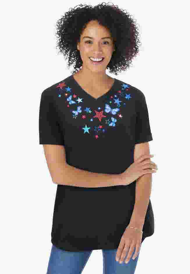 Cuffed Americana Print Tee image number 0