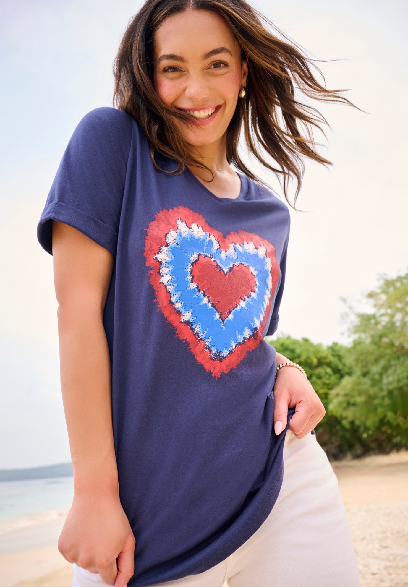 Cuffed Americana Print Tee image number 0