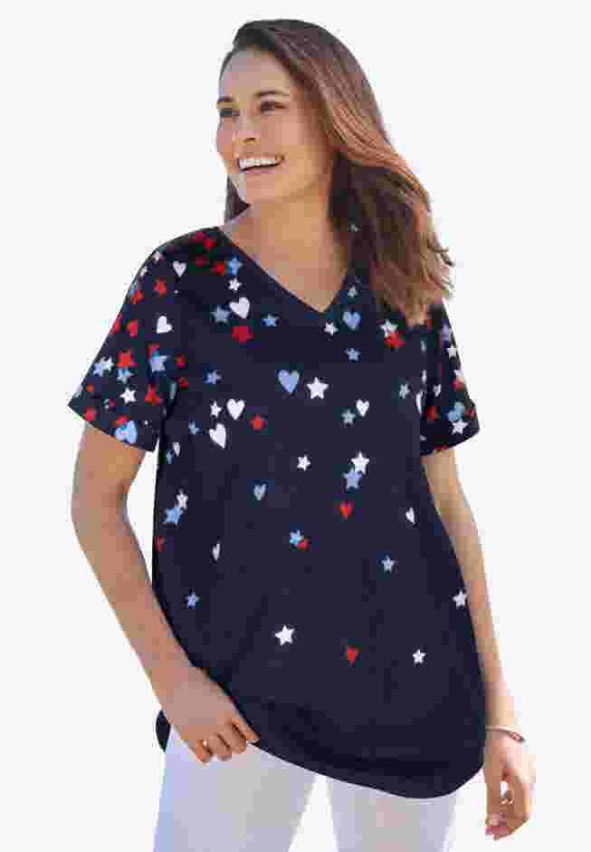 Cuffed Americana Print Tee image number 0