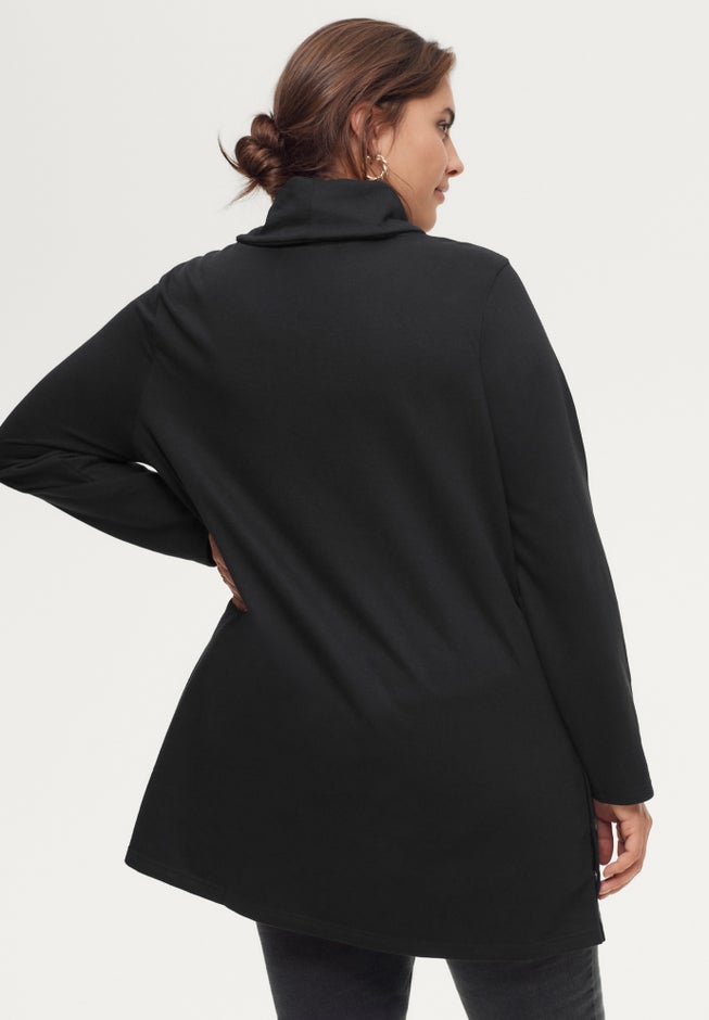 Side Snap Cowl Neck French Terry Sweatshirt Tunic image number 2