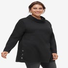 Side Snap Cowl Neck French Terry Sweatshirt Tunic image number null