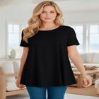 Plus Size Ultimate Cotton Crewneck Short Sleeve Swing Tee image number 0