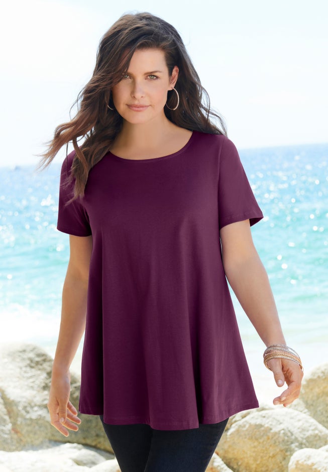 Plus Size Cotton Ultimate Swing Tee with Keyhole Back image number 6