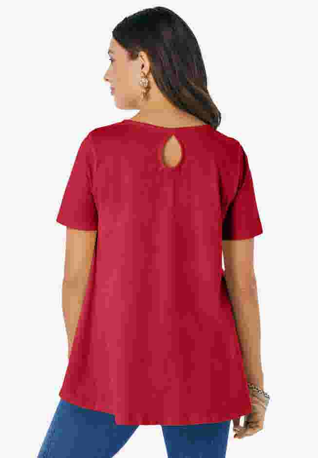 Plus Size Cotton Ultimate Swing Tee with Keyhole Back image number 1