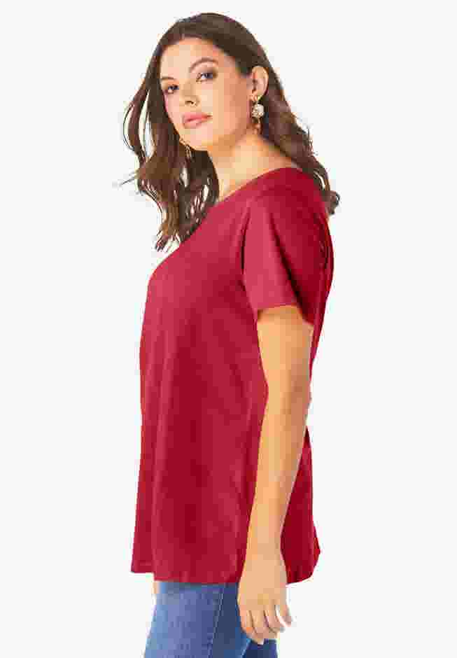 Plus Size Cotton Ultimate Swing Tee with Keyhole Back image number 2