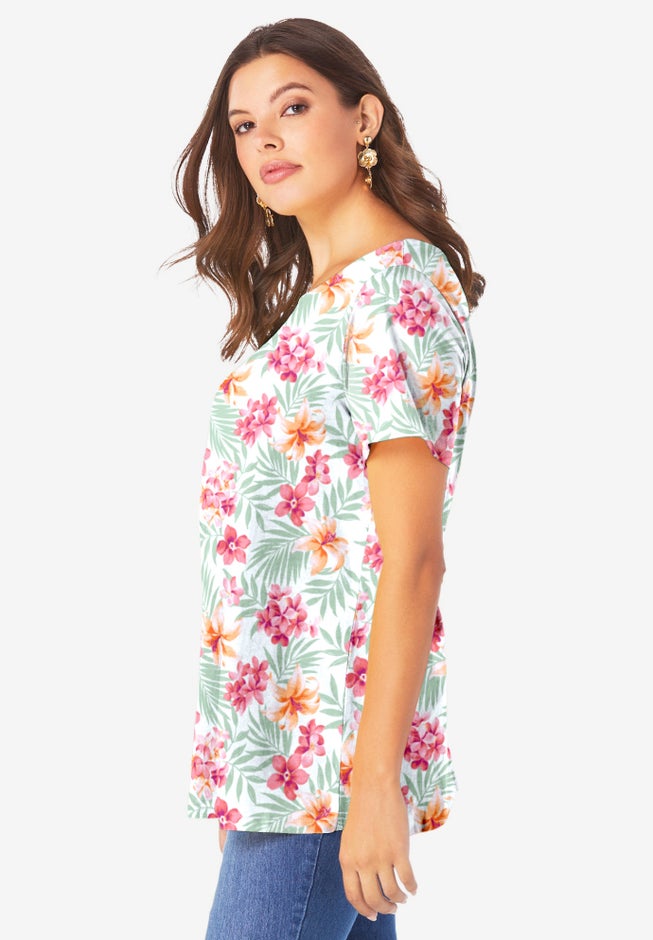 Plus Size Cotton Ultimate Swing Tee with Keyhole Back image number 2