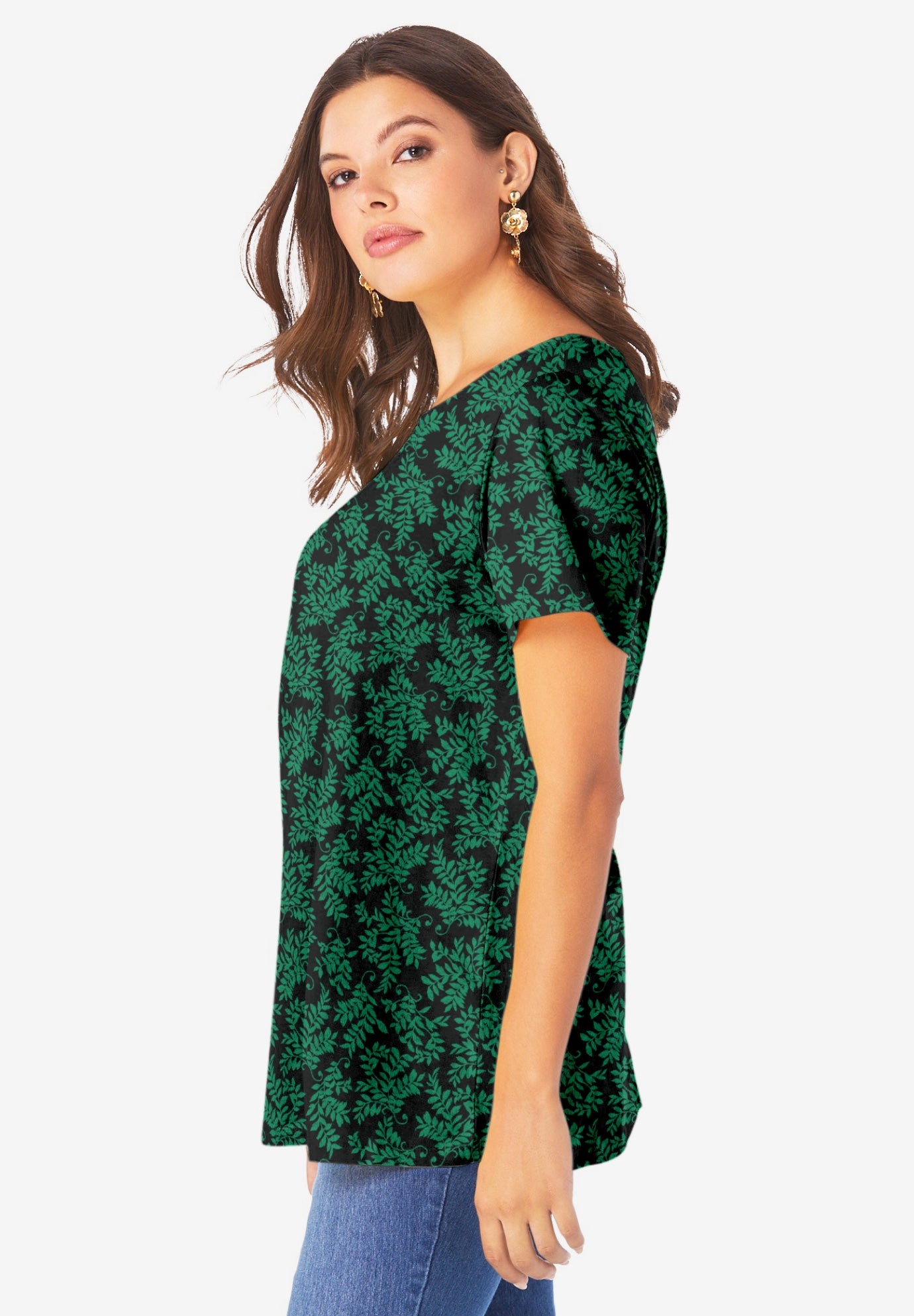 Plus Size Cotton Ultimate Swing Tee with Keyhole Back image number 2