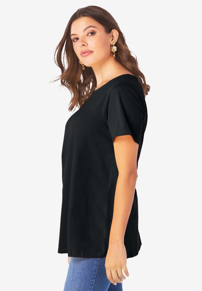 Plus Size Cotton Ultimate Swing Tee with Keyhole Back image number 2