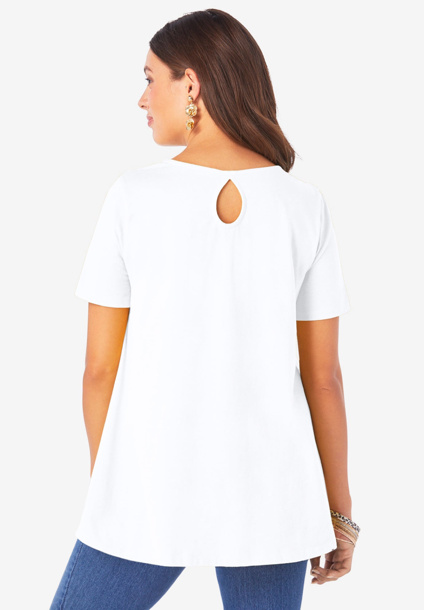 Plus Size Cotton Ultimate Swing Tee with Keyhole Back image number 1