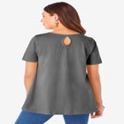 Plus Size Cotton Ultimate Swing Tee with Keyhole Back image number null