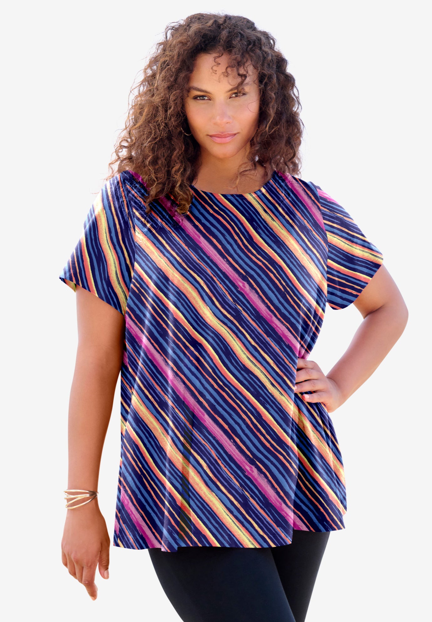 Plus Size Ultimate Cotton Crewneck Short Sleeve Swing Tee image number 0