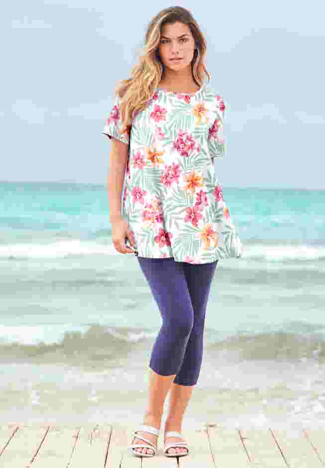 Plus Size Cotton Ultimate Swing Tee with Keyhole Back image number 0