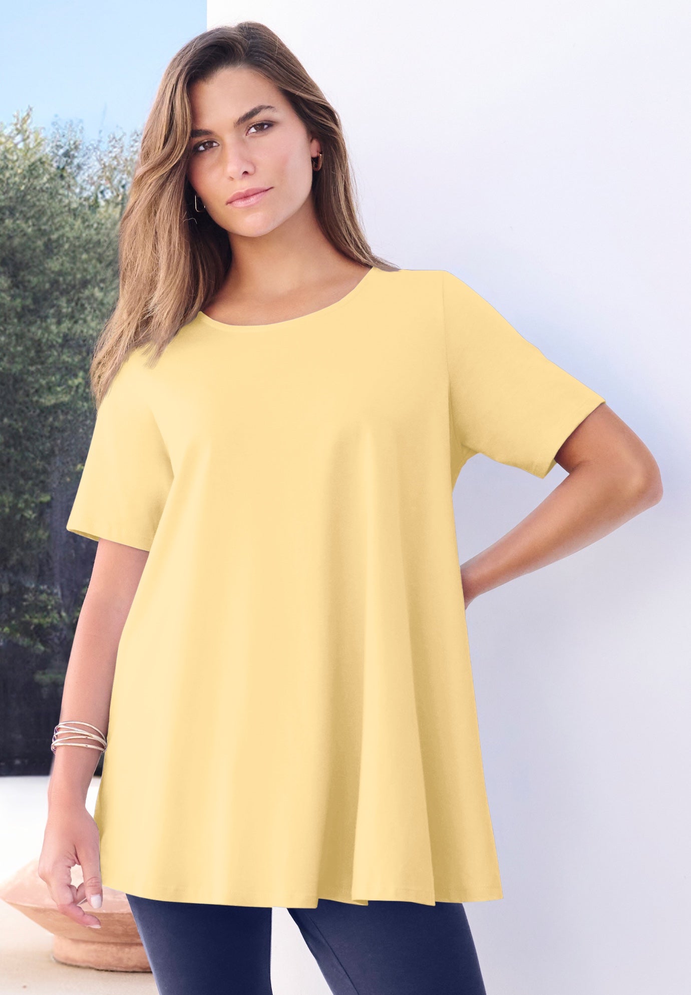 Plus Size Cotton Ultimate Swing Tee with Keyhole Back image number 0