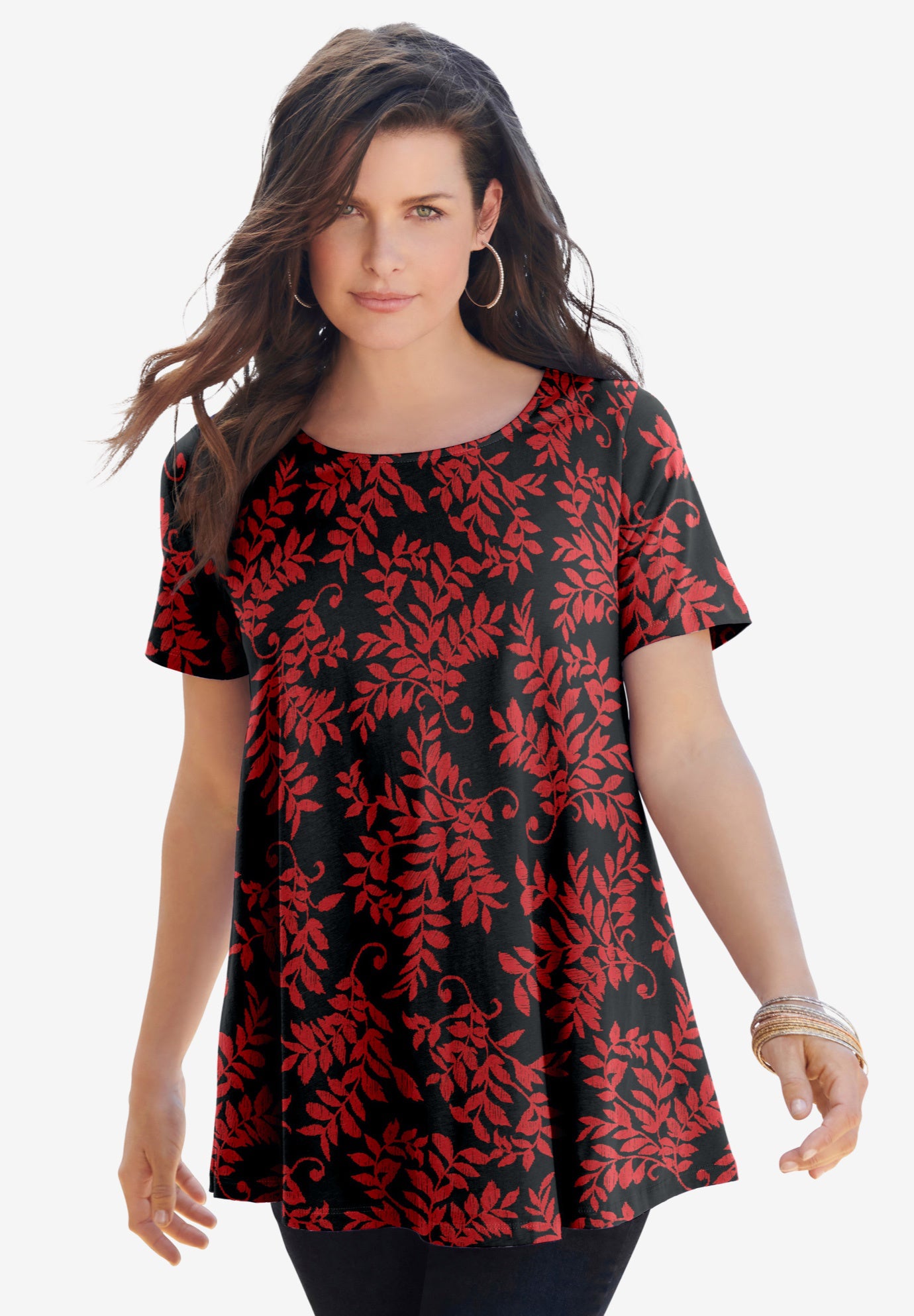 Plus Size Cotton Ultimate Swing Tee with Keyhole Back image number 0