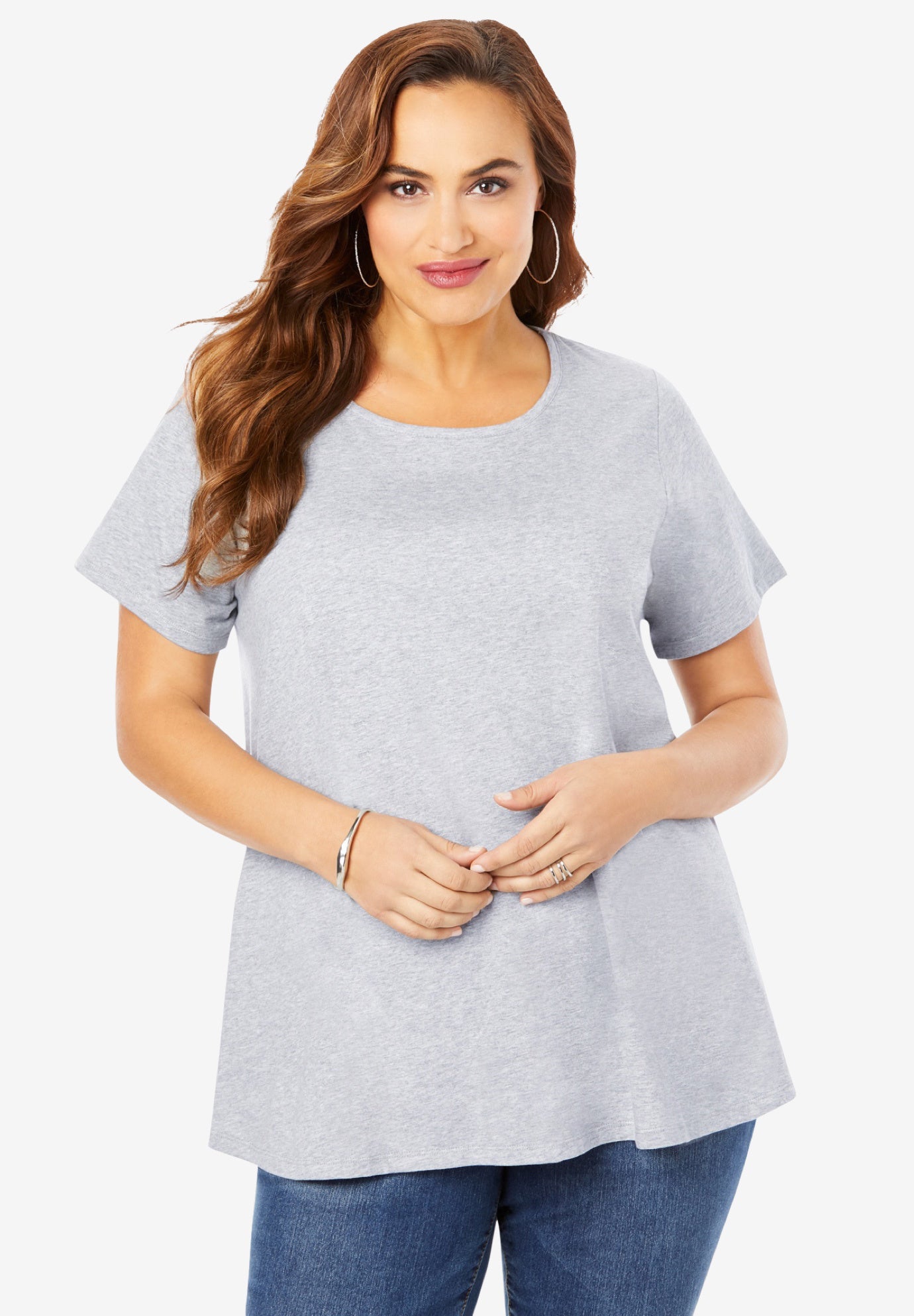 Plus Size Cotton Ultimate Swing Tee with Keyhole Back image number 0