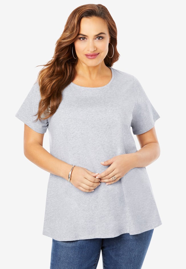 Plus Size Cotton Ultimate Swing Tee with Keyhole Back image number 0