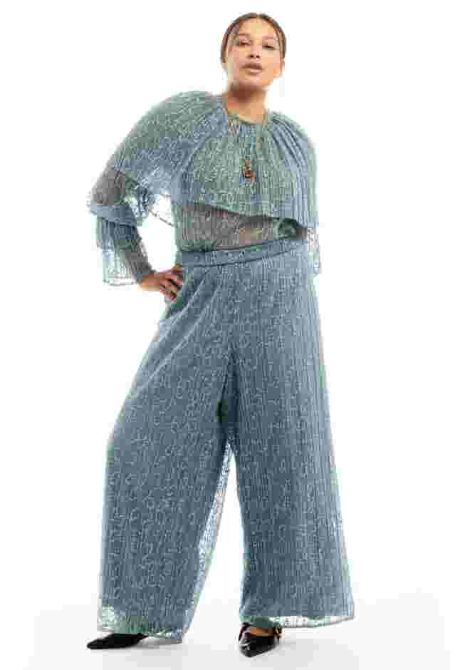 Ruffled Lace Cape Blouse image number 0