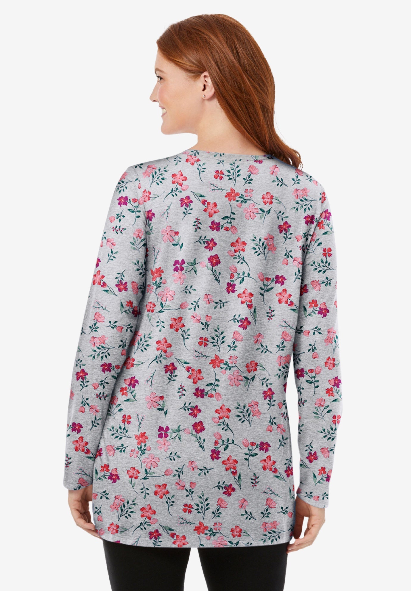 Perfect Printed Long-Sleeve Crewneck Tunic image number 1