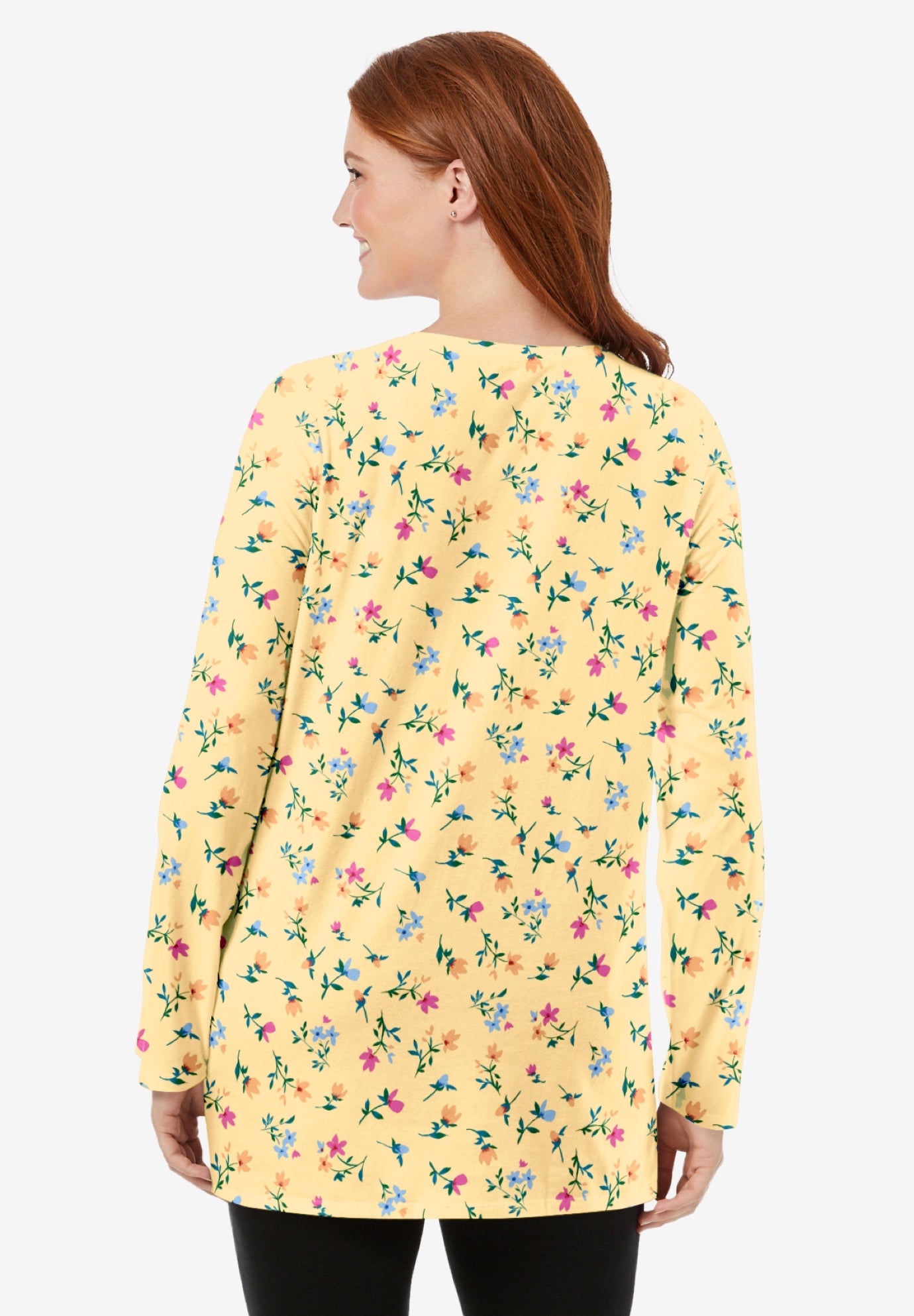 Perfect Printed Long-Sleeve Crewneck Tunic image number 1