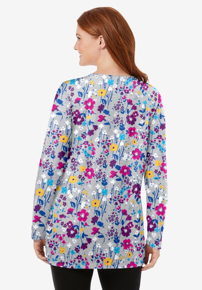 Perfect Printed Long-Sleeve Crewneck Tunic image number 1