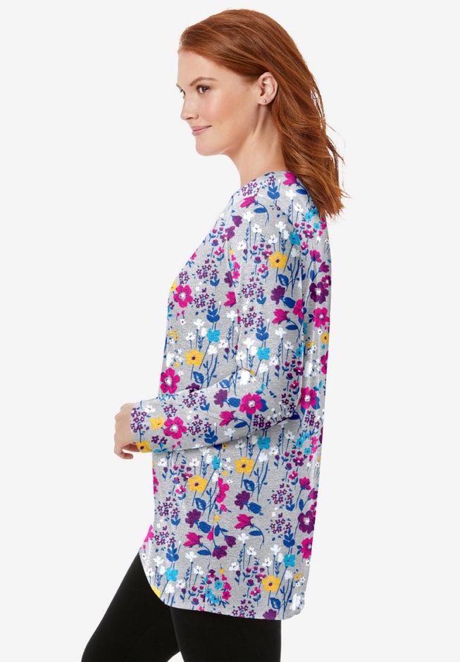 Perfect Printed Long-Sleeve Crewneck Tunic image number 2