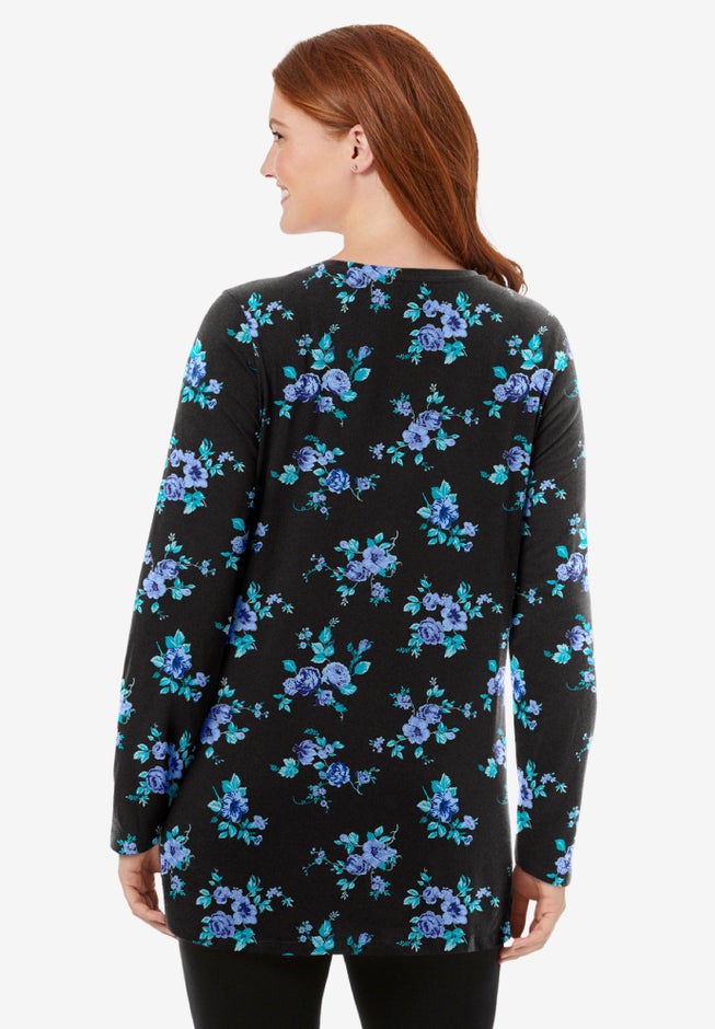 Perfect Printed Long-Sleeve Crewneck Tunic image number 1