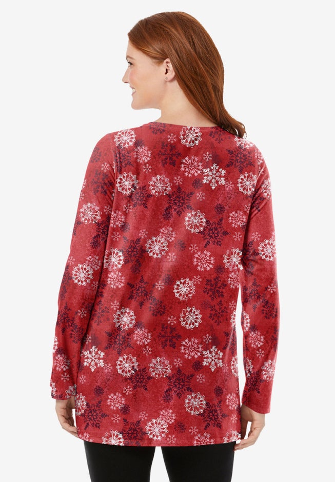 Perfect Printed Long-Sleeve Crewneck Tunic image number 1