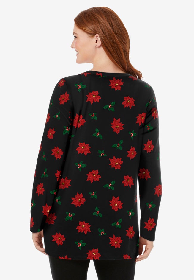 Perfect Printed Long-Sleeve Crewneck Tunic image number 1