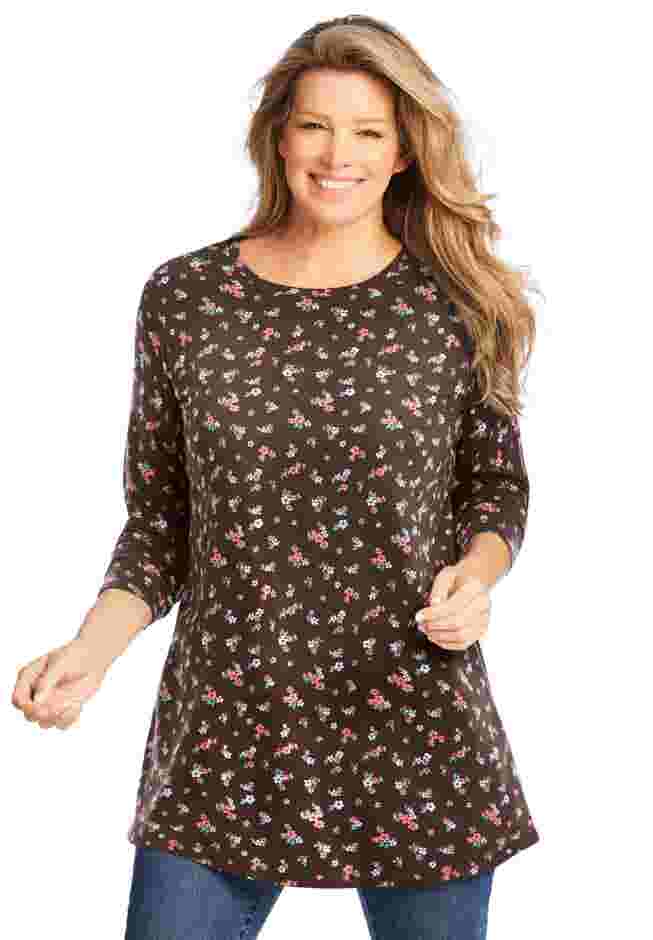 Perfect Printed Long-Sleeve Crewneck Tunic image number 0