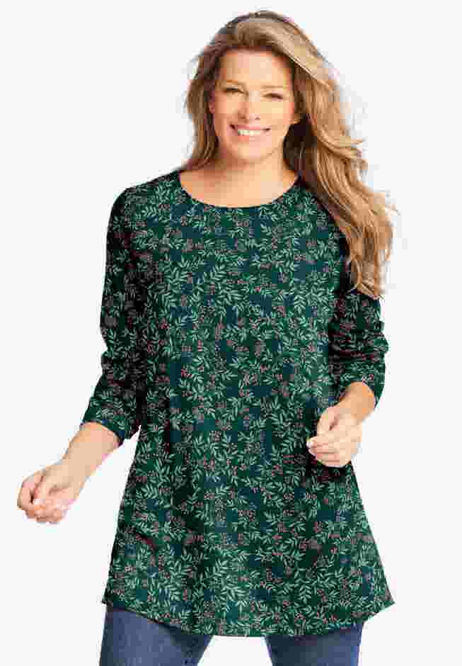 Perfect Printed Long-Sleeve Crewneck Tunic image number 0