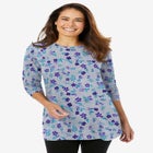 Perfect Printed Long-Sleeve Crewneck Tunic image number null