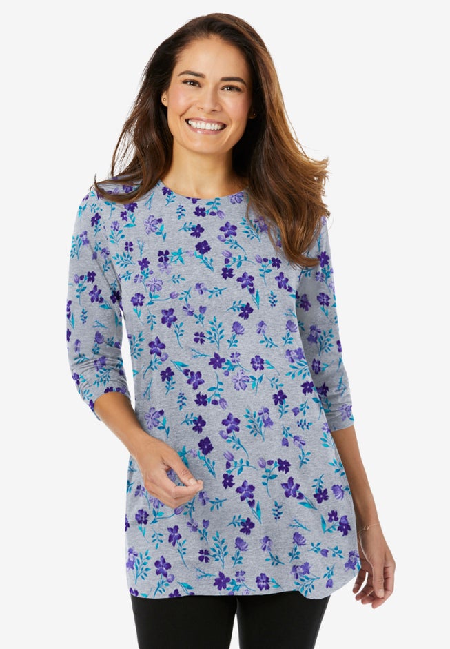 Perfect Printed Long-Sleeve Crewneck Tunic image number 0