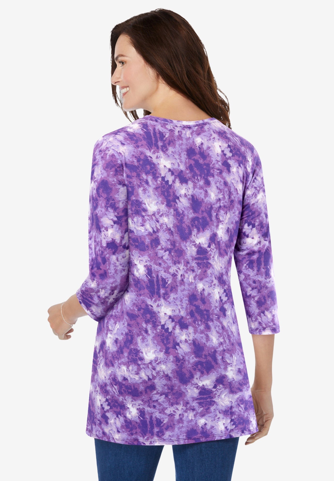 Perfect Printed Three-Quarter Sleeve Crewneck Tunic image number 1