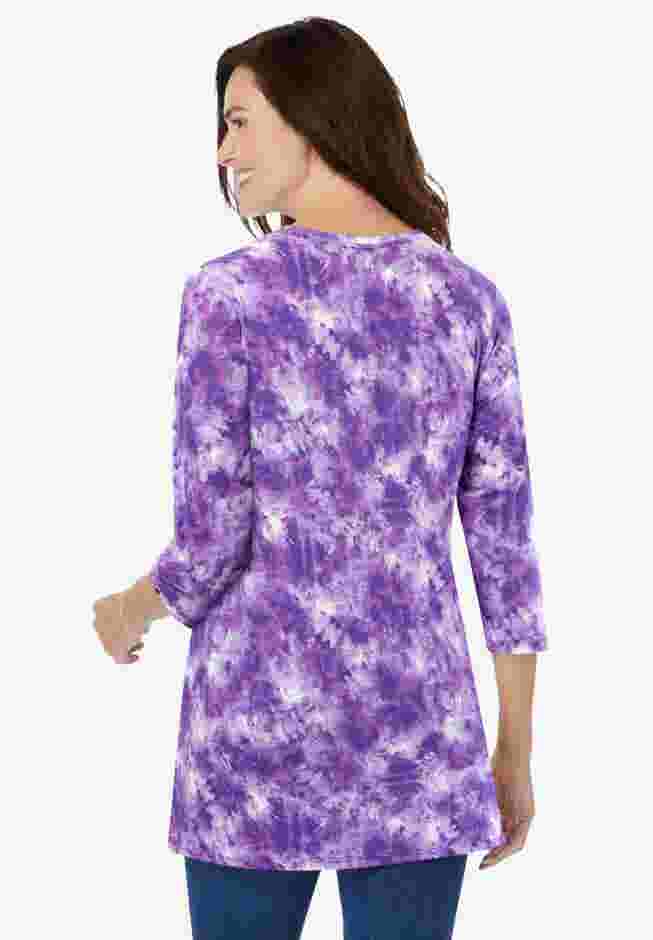 Perfect Printed Three-Quarter Sleeve Crewneck Tunic image number 1
