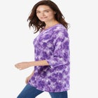 Perfect Printed Three-Quarter Sleeve Crewneck Tunic image number null