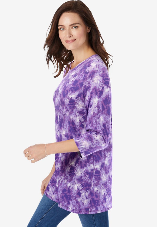 Perfect Printed Three-Quarter Sleeve Crewneck Tunic image number 2