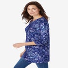 Perfect Printed Three-Quarter Sleeve Crewneck Tunic image number null