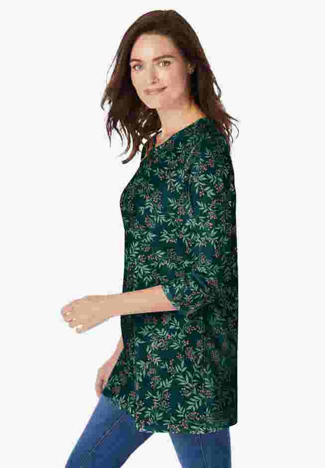 Perfect Printed Three-Quarter Sleeve Crewneck Tunic image number 2
