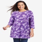 Perfect Printed Three-Quarter Sleeve Crewneck Tunic image number null