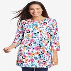 Perfect Printed Three-Quarter Sleeve Crewneck Tunic image number null