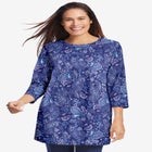 Perfect Printed Three-Quarter Sleeve Crewneck Tunic image number null